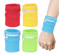 KASESSS 4 Piezas Monedero de Muñeca Deportiva, Muñequeras Sudor, Muñequera Deportiva con Cremallera, Muñequera Tenis para Hombre Mujeres, Muñeca Deportiva para Correr,Gimnasio,Senderismo,Tarjetas