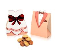 KASESSS 50 Piezas Boda Cajas Para Chuches La Forma Del Novio Y La Novia Cajitas Regalo PequeñAs 25 Pares Rosa Creatividad Cajas Regalo Carton Detalles Boda Para Invitados, Bombones Caramelos Galletas
