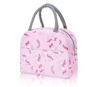 KASESSS Bolsa Termica Porta Alimentos, Portatil Lunch Bag, Bolsa Nevera Pequeña, Diseño Caballo Arcoíris bolsa Isotermica, Bolso Nevera Mujer Infantil, Bolsas Termicas para Escuela Oficina Picnic,Rosa
