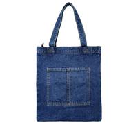 KASESSS Bolso Tote de Vaquero Azul Oscuro, Bolso Vaquero Mujer de Estilo Retro Tote Bag Cremallera, Bolsa Mujer Shopper de Gran Capacidad Lavable Totebag para Viajes ,Diarios, Oficina, Escolares