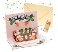 KASESSS Cerveza Tarjeta Cumpleaños con Dinero, Forma Original de Regalar Dinero, Caja De Regalo Para Dineros, Tarjeta de Cumpleaños 3D Emergente de Cerveza, Regalos para Oktoberfest, Papá, Hermano