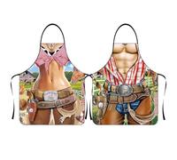 KASESSS Delantal Divertido 2 Piezas - Impermeable para Hombre y Mujer, Gracioso para Cooking Barbacoa Fiesta