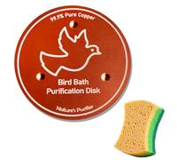 KASESSS Disco De Cobre De BañO De PáJaros Puro 99.99% con Esponja, 4 Pulgadas con Soporte De Tres Puntos para Uso En Todas Las Estaciones para Cuencos De BañEras De PáJaros Al Aire Libre