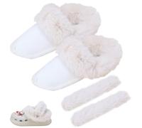 KASESSS Plantillas Invierno para Crocs Liners, Zapatos Forro Caliente de Pelo Largo, Funda para Cordones, Reemplazo de Zuecos Forros de Zapatos, Longitud Interior de la Plantilla 240 mm Blanco Lechoso