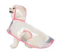 KASESSS Rosa Transparente Chubasquero Perro PequeñO, Eva Impermeable Perro con Capucha, Chubasquero para Perros Correa Ajustable para El Vientre Y Orificio para La Correa, Largo De Espalda: 40cm XXL