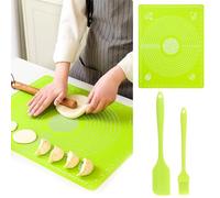 KASESSS Verde Juego De Tapete De Silicona Para Hornear Con EspáTula Y Cepillo, 40x30cm Antiadherente Tapete Silicona Horno Con Medidas, Silicone Baking Mat Para ReposteríA, Hornear, PasteleríA