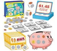 Kasfalci - Juego de actividades de dinero para niños para aprender, fingir, manipuladores de matemáticas, enseñar, contar, aprender y educar a los niños pequeños, aulas y educación en el