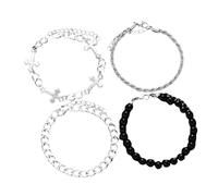 KASFDBMO 4 pulseras de cuentas de cruces, sofisticadas cuentas doradas, adecuadas para mujeres de moda y celebraciones religiosas, joyas con símbolo de fe, talla única, como se describe