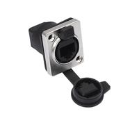 KASFDBMO Acoplador de montaje en panel RJ45 tipo D de metal ABS con bloqueo de 180/90 grados para redes Cat6/Cat5e al aire libre, módulo adaptador de red impermeable