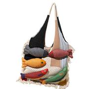 KASFDBMO Bolso de hombro de punto de gran capacidad con decoraciones de peces de dibujos animados, perfecto para oficina, viajes, tela suave y ligera, bolsa de hombro con forma de pez para mujer