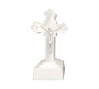 KASFDBMO Cruz decorativa con luces LED de noche, funciona con pilas, estatua de crucifijo para decoración religiosa cristiana de Pascua, boda, adorno de cruz