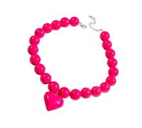 KASFDBMO Elegante collar de corazón grande con cuentas que simboliza el amor eterno y la sofisticación para mujeres a la moda, resistente a las alergias, talla única, como se describe, como se