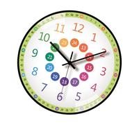 KASFDBMO Reloj de pared de dibujos animados de 8 pulgadas para niños, educación temprana, enseñanza de la hora con números fáciles de leer, gestión de tiempo, pared para niños