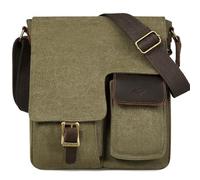 Kasgo Bandolera Hombre Pequeña, Bolso Lona Unisex Bolsa Mensajero Retro Bolso de Hombro Resistente al Agua Bolsos Cruzado Vintage Bolsos Messenger Casual para Escuela Trabajo Viajes Verde