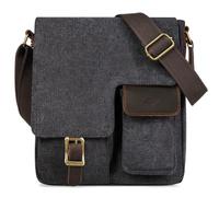 Kasgo Bandolera Hombre Pequeña, Bolso Lona Unisex Bolsa Mensajero Retro Bolso de Hombro Resistente al Agua Bolsos Cruzado Vintage Bolsos Messenger Casual para Escuela Trabajo Viajes Negro