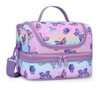 Kasgo Bolsa Almuerzo Infantil, Bolsa Termica Porta Alimentos para Niños Niñas Bolsa Comida 6.5L Bolsa Merienda con Desmontable Ajustable Correa de Hombro para Escuela Camping Picnic Viaje Mariposa