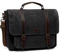 Kasgo Bolso Hombre Bandolera, Bolso Mensajero Vintage 15.6 Pulgadas Maletin Portatil Lienzo Encerado Messenger Bag Lona Bolsa Hombro Bolso Ordenador Cuero para Viaje Trabajo Negocio, Gris Oscuro