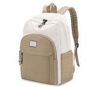 Kasgo Mochila Escolar, 18L Mochila Adolescentes Resistente al Agua Niños Niñas Hombre Mujer Ligera Ordenador Portátil 15.6 Pulgadas Para Viaje Universidad Instituto, Blanco Caqui