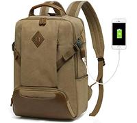 Kasgo Mochila Hombre Mujer, Mochila Viaje Lona Vintage Mochila Antirrobo Impermeable Mochila Portátil Ordenador 15.6 Pulgadas con USB Mochila Trabajo Casual Mochila Universidad Adolescente, Caqui