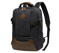 Kasgo Mochila Hombre Mujer, Mochila Viaje Lona Vintage Mochila Antirrobo Impermeable Mochila Portátil Ordenador 15.6 Pulgadas con USB Mochila Trabajo Casual Mochila Universidad Adolescente, Negro