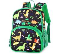 Kasgo Mochila Infantil, 9.5L Mochila Guardería Preescolar Primaria Niño Niña 3-7 Años con Correa Pecho Ajustable Reflectante para Carpeta A4, Dinosaurio Negro
