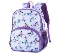 Kasgo Mochila Infantil, 9.5L Mochila Guardería Preescolar Primaria Niño Niña 3-7 Años con Correa Pecho Ajustable Reflectante para Carpeta A4, Mariposa