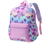 Kasgo Mochila Infantil Niñas, Mochila Escolar 5 a 7 Años Mariposa Arcoíris | 0.35 kg ligera, resistente al agua, tiras reflectantes, correa pectoral, tirantes transpirables, cabe A4, P5 a 2º de Primaria