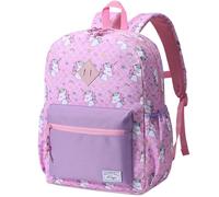 Kasgo Mochila Infantil Niñas, Mochila Escolar 5 a 7 Años Unicornio Rosa | 0.35 kg ligera, resistente al agua, tiras reflectantes, correa pectoral, tirantes transpirables, cabe A4, P5 a 2º de Primaria