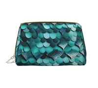 Kashinn Bolsa de maquillaje de piel con estampado de escamas de sirena, bolsa de cosméticos de viaje, bolsa de aseo para el cuidado de la piel