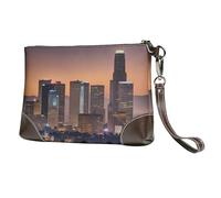 Kashinn Cartera de piel auténtica con estampado de Los Ángeles Skyline para mujer