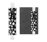 Kashinn Divertido estuche de piel con estampado de fantasmas blancos y banda elástica, marcapáginas para cuadernos, agendas, agendas