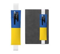 Kashinn Portalápices de piel con estampado de bandera de Ucrania, banda elástica, marcapáginas para cuadernos, agendas, agendas