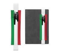 Kashinn Portalápices de piel con estampado de bandera italiana, con banda elástica, marcapáginas para cuadernos, agendas, agendas