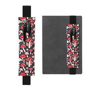 Kashinn Portalápices de piel con estampado de setas rojas y blancas, con banda elástica, marcapáginas para cuadernos, agendas, agendas