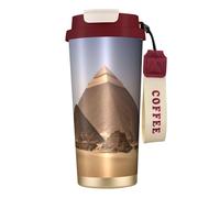Kashinn Pyramids of Egypt Print - Taza de café aislada al vacío de 18 onzas con popote y tapa, taza de viaje para bebidas frías y calientes