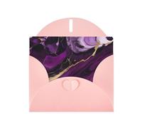 Kashinn Tarjeta de felicitación perlada con sobre en blanco para invitaciones de agradecimiento, impresión de mármol con textura morada oscura