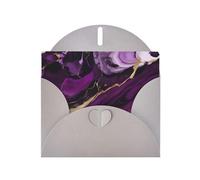 Kashinn Tarjeta de felicitación perlada con sobre en blanco para invitaciones de agradecimiento, impresión de mármol con textura morada oscura