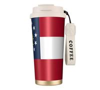 Kashinn Taza de café aislada al vacío de 18 onzas con diseño de bandera de Georgia con popote y tapa, taza de viaje para bebidas frías y calientes