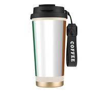 Kashinn Taza de café aislada al vacío de 18 onzas con diseño de bandera irlandesa con popote y tapa, taza de viaje para bebidas frías y calientes