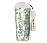 Kashinn Taza de café aislada al vacío de 18 onzas con popote y tapa, taza de viaje para bebidas frías y calientes
