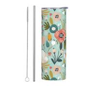 Kashinn Vaso de viaje de acero inoxidable de 20 onzas para café, bebidas heladas, taza de enfriamiento de verano, colorido estampado de flora