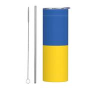 Kashinn Vaso de viaje de acero inoxidable de 20 onzas para café, bebidas heladas, taza de enfriamiento de verano, bandera de Ucrania, impresión