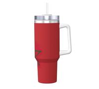 Kashinn Vasos aislados de 1,134.0 g con asa y pajita, botella de agua deportiva grande, jarra de hielo con estampado de bandera de Marruecos