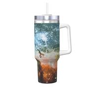 Kashinn Vasos aislados de 1,134.0 g con asa y pajita, botella de agua deportiva grande, jarra de hielo, taza de matón de hielo, espacio galaxia. (2) impresión