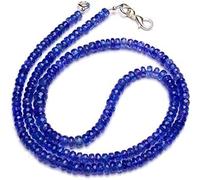 Kashish Gems & Jewels Collar de tanzanita natural AAA de 4 a 6 mm, cuentas redondas facetadas | Collar completo de 18 pulgadas | Regalo para niñas, 4-6 mm, piedra preciosa, tanzanita, 4-6 mm, Gema,