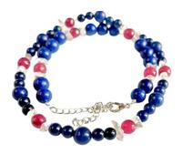 Kashish Gems & Jewels Collar redondo de lapislázuli, rubí con pepitas Herkimer para mujer, pequeño, piedra preciosa, rubí lapislázuli, Small, Gema, Lapislázuli Rubí