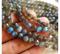 Kashish Gems & Jewels - Cuentas facetadas de labradorita natural de fuego llamativo, cuentas de labradorita de fuego azul, tamaño de joyería, 6 mm, 10 pulgadas