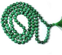 Kashish Gems & Jewels Natural AAA Malaquita 108 Mala Collar Malaquita Mala 108 Oración Cuentas Mala Collar Mala Anudado a Mala Pulsera Japón Mala 8 mm Cuentas Meditación Borla Budista Mala, 8 mm,