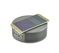 Kashyk - Altavoz 2 en 1 con Bluetooth y cargador inalámbrico rápido para teléfono móvil compatible con Samsung y iPhone, ABS + metal., gris, Tamaño libre