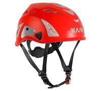 KASK Casco de protección Superplasma HI VIZ - Casco de protección laboral, rueda giratoria, tiras reflectantes, EN 397, color: rojo